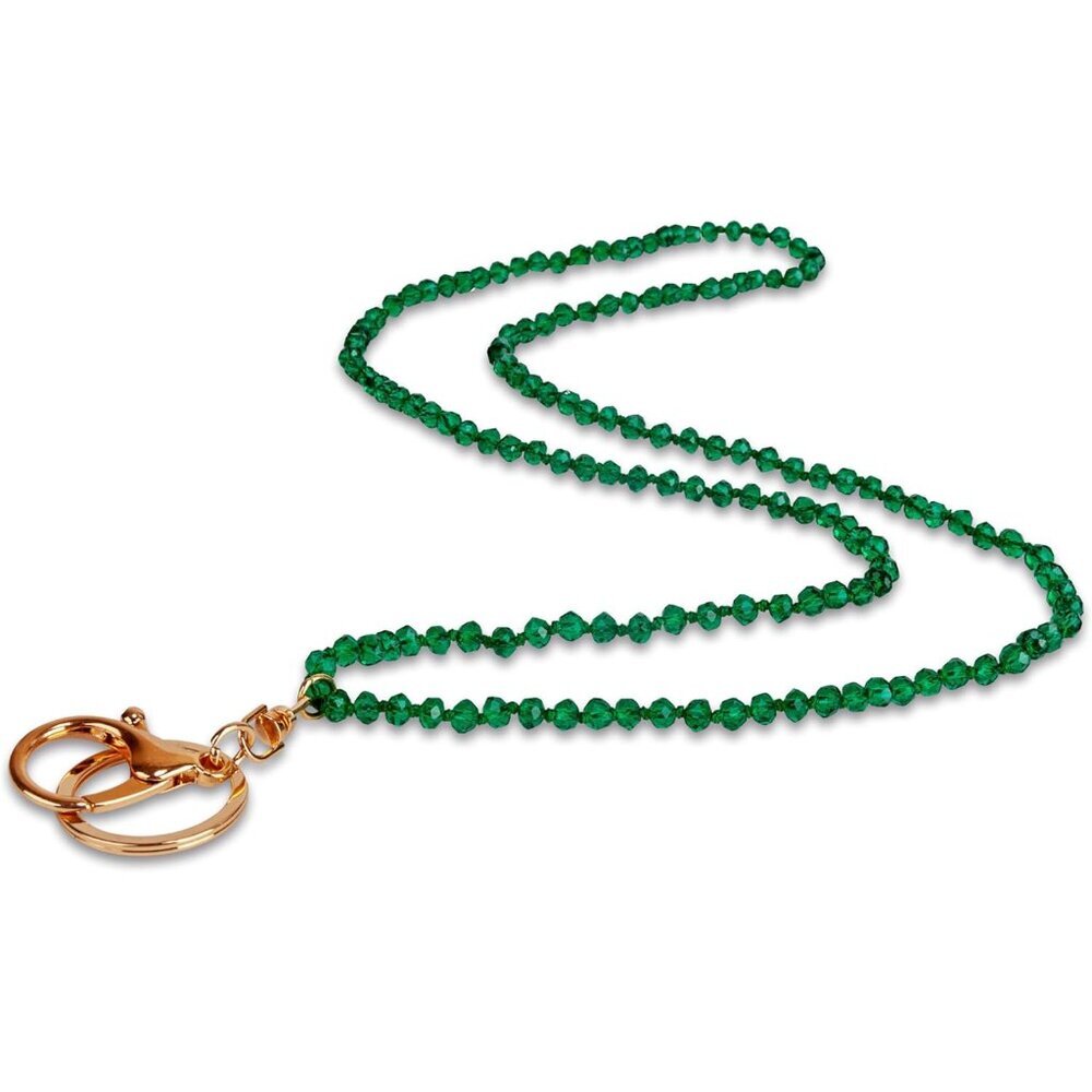 Chic Iridescent Beaded Key & ID Holder Necklace - Statement Accessory for Her